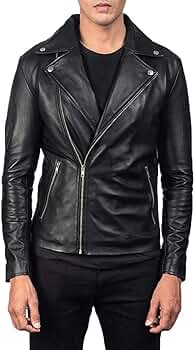［eurokenvy］ Double Rider's Jacket Double Zip Asymmetrical Leather Biker Jacket Black